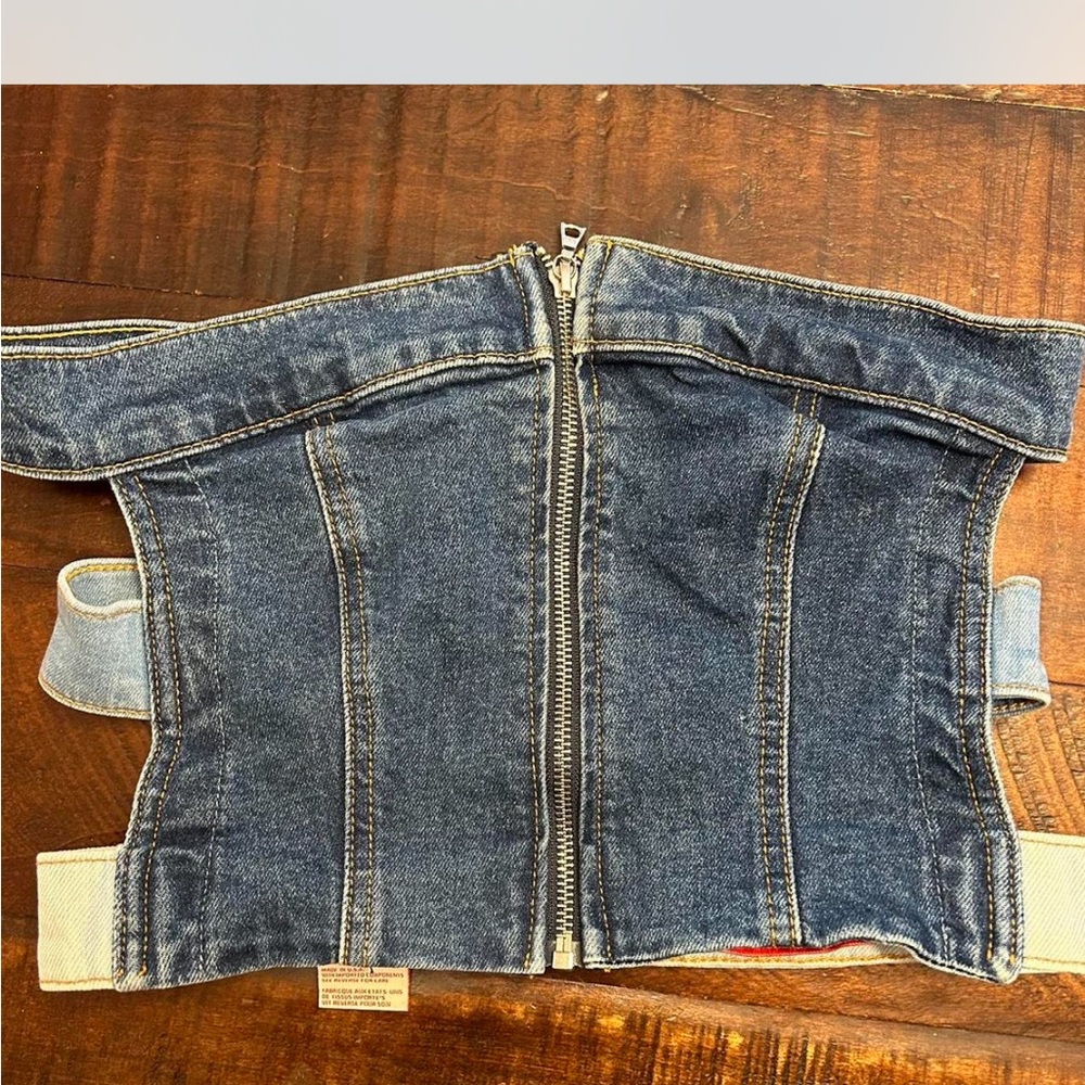 Denim Corset Top with Zipper
